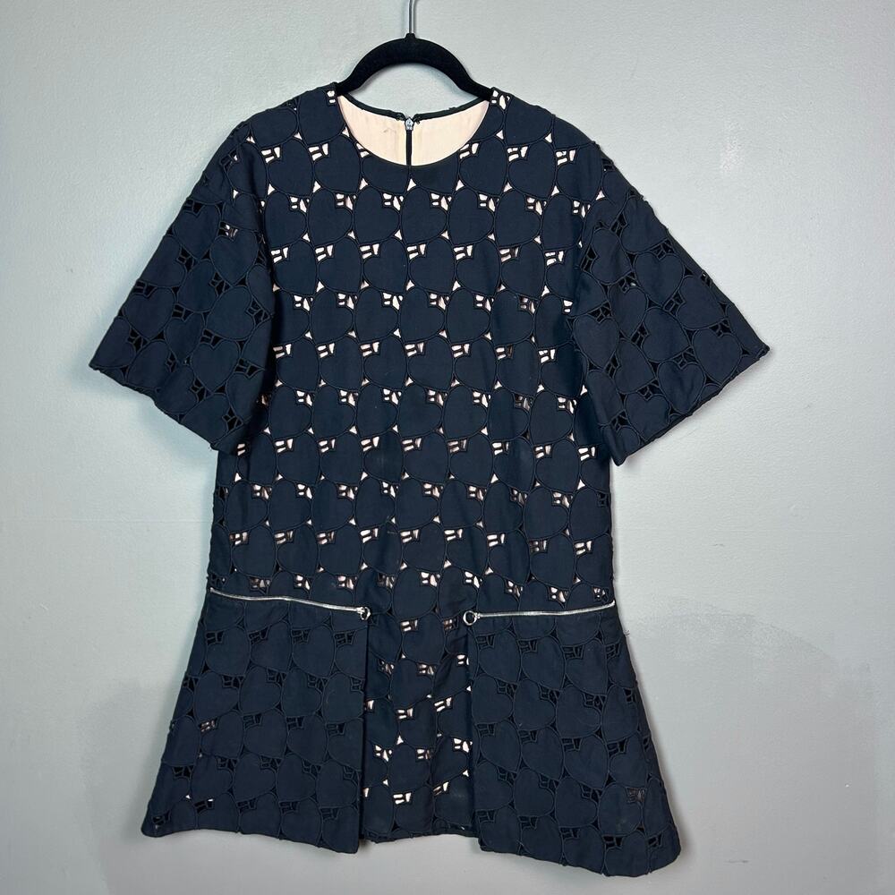 Stella McCartney dress size 4 IT 38 black pink hearts sheer babydoll balletcore